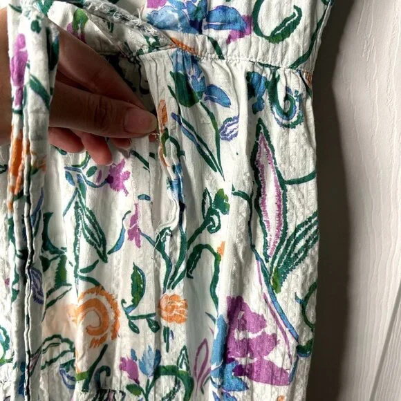 Tanya Taylor Neves White Floral Printed Sleeveless Maxi Dress Women's Size 4 - Picture 7 of 13